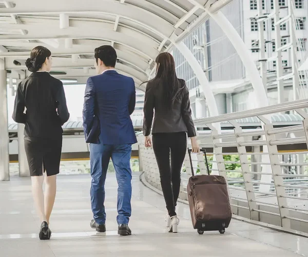 Business executives walking with luggage in Lodi